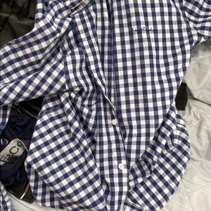 Classic Blue and White Checkered Men's Shirt